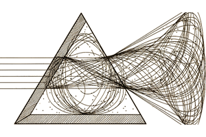 Grabado de un prisma óptico. Metáfora del pensamiento claro, la lógica y el análisis.